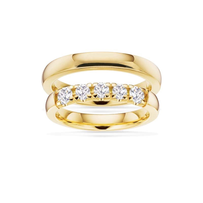 Scrouples Grace vielsesringe i 14 karat guld 3,25 mm med 0,07 ct diamant (1 sten)